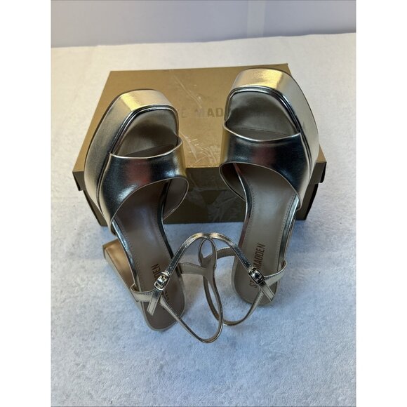 Steve Madden Liandra Platform Block Heel Champagne/Gold Retro 70's New SZ 7,5 - Picture 3 of 8